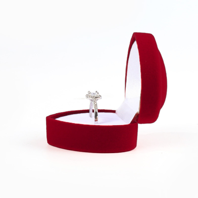 tùy biến hign cuối hình trái tim nhung hộp nhẫn trang sức màu đỏ cho Ngày Valentine