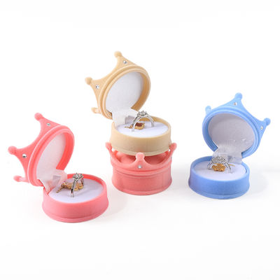 cá nhân hóa hign cuối flip vương miện nhung nhẫn hộp đồ trang sức bao bì cho quà lễ