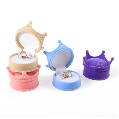 cá nhân hóa hign cuối flip vương miện nhung nhẫn hộp đồ trang sức bao bì cho quà lễ