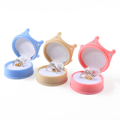 cá nhân hóa hign cuối flip vương miện nhung nhẫn hộp đồ trang sức bao bì cho quà lễ