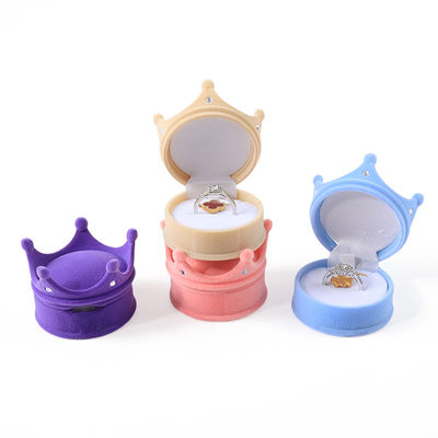 cá nhân hóa hign cuối flip vương miện nhung nhẫn hộp đồ trang sức bao bì cho quà lễ