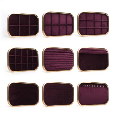 tùy biến Luxury Purple Velvet Jewelry Trays OEM Jewelry Trays hiển thị cho vòng đeo tay vòng cổ