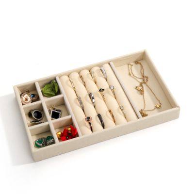 tùy chỉnh Luxury màu beige Velvet Đàn điệm trang sức OEM Đàn điệm trang sức hiển thị cho vòng đeo tay vòng cổ