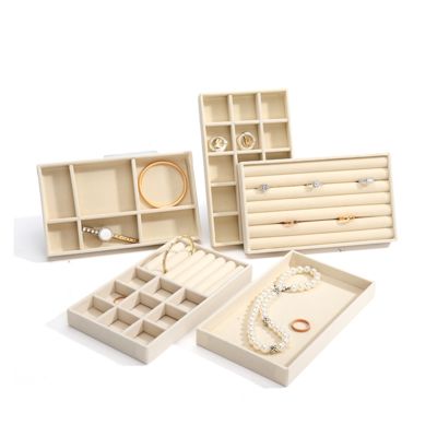 tùy chỉnh Luxury màu beige Velvet Đàn điệm trang sức OEM Đàn điệm trang sức hiển thị cho vòng đeo tay vòng cổ