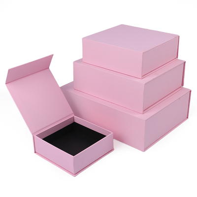 Hộp đồ trang sức từ tính thân thiện với môi trường Bao bì tùy chỉnh Thẻ đồ trang sức màu hồng