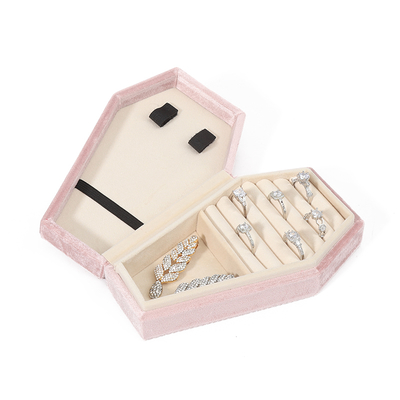 Tổ chức tùy chỉnh Lưu trữ màu hồng nhung đồ trang sức Box du lịch OEM đồ trang sức Giáng sinh hộp quà