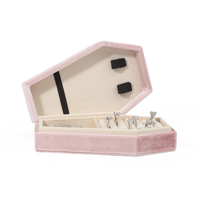 Tổ chức tùy chỉnh Lưu trữ màu hồng nhung đồ trang sức Box du lịch OEM đồ trang sức Giáng sinh hộp quà