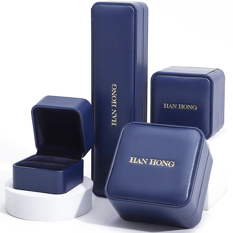 Dark Blue Round Corner PU Da đồ trang sức Set Box Xưởng đồ trang sức cao cấp