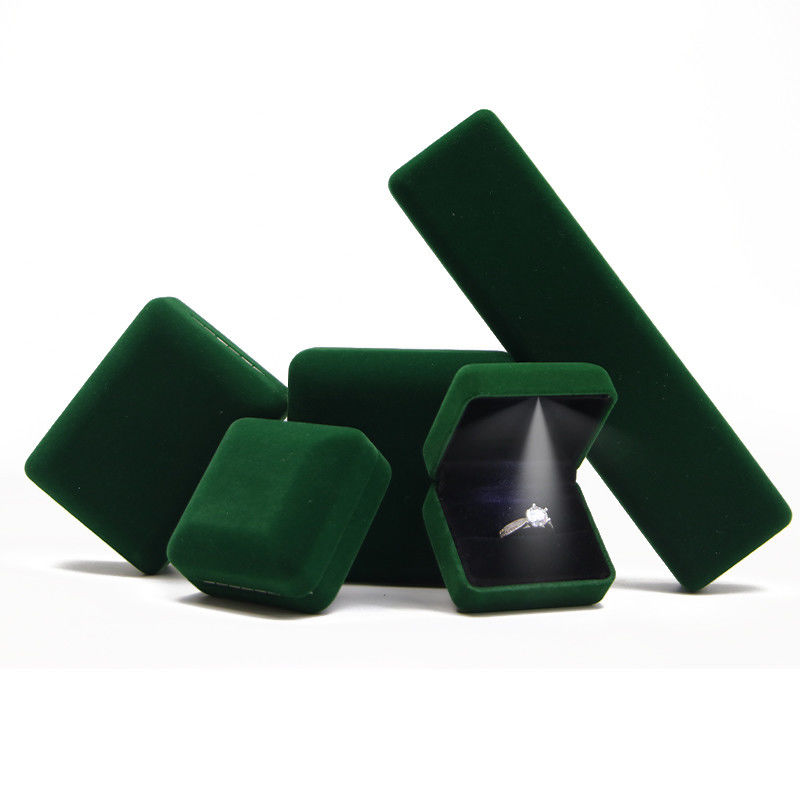 Green Jewelry Box Custom LED Velvet Jewelry Package với hộp nhẫn sang trọng và tùy chỉnh