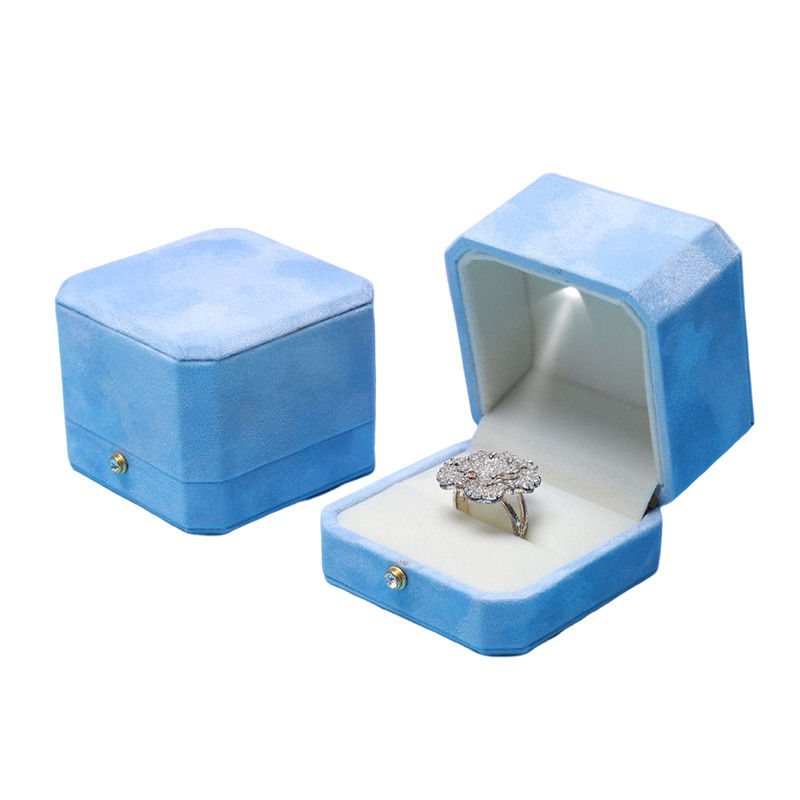 Blue Velvet Octogonal LED Box Perfumery Hộp đồ trang sức giải pháp tùy chỉnh của màn hình Hanhong cho bao bì
