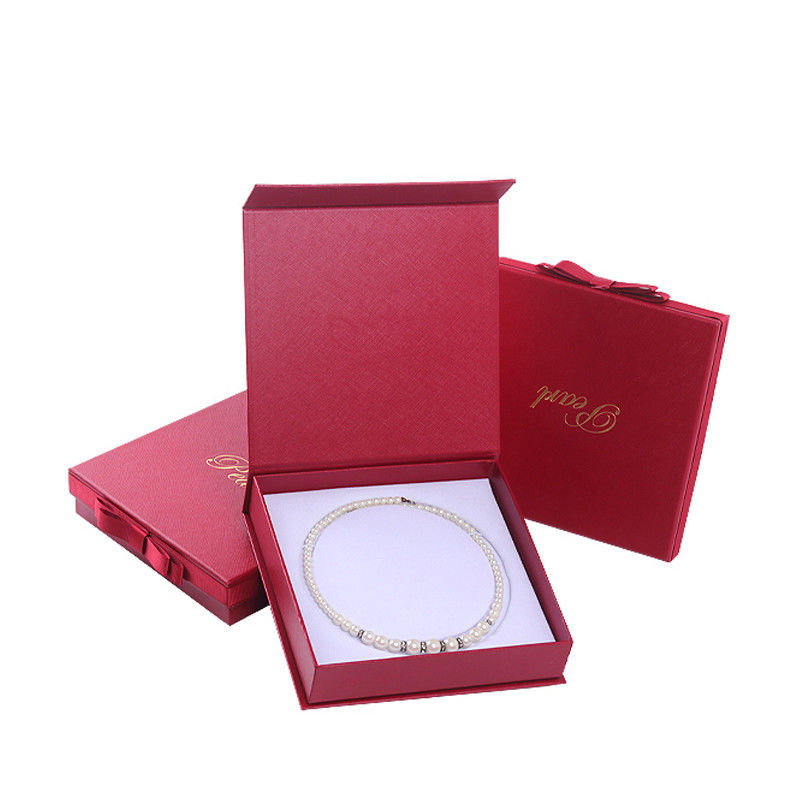 Hanhong tùy chỉnh kích thước Đỏ đồ trang sức Thẻ giấy tay áo hộp cho vòng cổ vòng tay