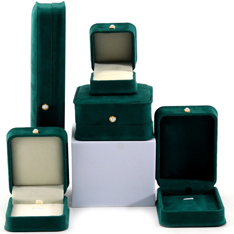 9*9*4.5cm Green Velvet Ring Quần áo trang sức Box cho Bàn đeo tay tùy chỉnh Bàn đeo tai
