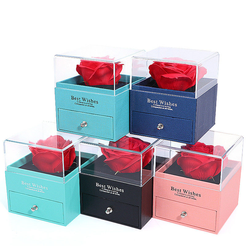 Ngày Valentine Rose Box loại ngăn kéo đồ trang sức hộp đóng gói hình vuông