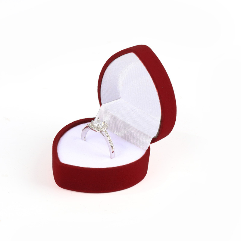 tùy biến hign cuối hình trái tim nhung hộp nhẫn trang sức màu đỏ cho Ngày Valentine