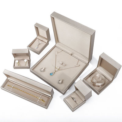 Off White Elegant Soft Faux Leather Jewelry Storage Box Package Custom Color
