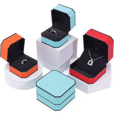 Black Border Octagonal Sleek PU Da đồ trang sức hộp đóng gói cho lưu trữ sang trọng