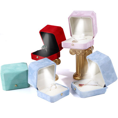 Logo của khách hàng Blue Octagonal Flannel Gold Buckle Box đồ trang sức cho LED Quá trình đeo vòng