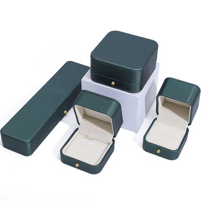 Hình thức mới nhất màu xanh lá cây PU da đồ trang sức hộp đóng gói cho vòng đeo cổ cưới nhẫn