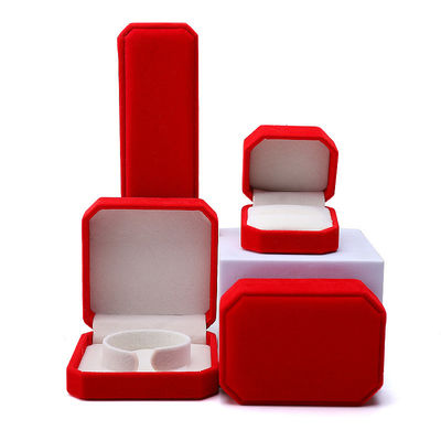 thanh lịch làm bằng tay màu đỏ Octagonal Velvet Box đồ trang sức cho vòng cổ Bức đeo tay Nhẫn