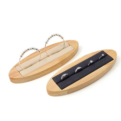 Ống hình hình bầu dục Khá kín đáo đồ trang sức bằng gỗ trưng bày đồ trang trí đĩa cho tai studs nhẫn triển lãm