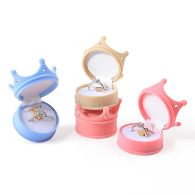 cá nhân hóa hign cuối flip vương miện nhung nhẫn hộp đồ trang sức bao bì cho quà lễ
