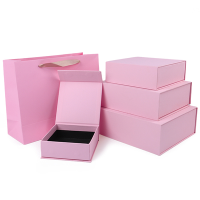 Hộp đồ trang sức từ tính thân thiện với môi trường Bao bì tùy chỉnh Thẻ đồ trang sức màu hồng